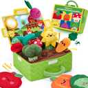 hahaland Baby Toys 6-12 Months - Fruits Vegetables Garden Plant Plush - 6 Month Old Toys Montessori Sensory Toy Carrot Flower with Rattles Mirror Squeaker Textures Crinkle Tissues Easter Baby Gifts