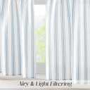 ZJDECOR Farmhouse Cotton Blended Tiers Cafe Curtains 24 Inches Long,Blue Vertical Stripe on White Rustic Light Filtering Small Window Curtain for Bathroom RV,Rod Pocket,27"Wx24L(Pack of 2),Blue/White