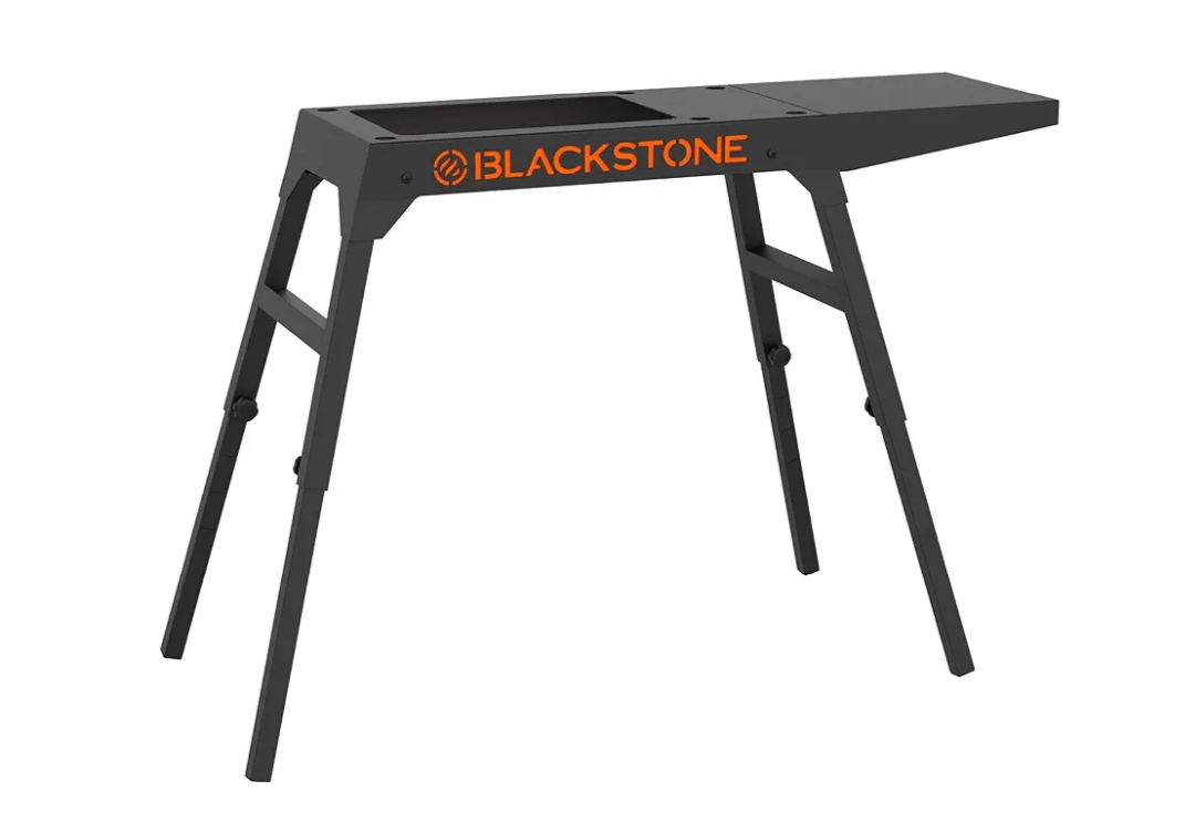 Blackstone 5013 Collapsible 17” and 22” Tabletop Griddle Stand with Adjustable Legs and a Removable Side Shelf, Powder Coated Steel, Black, Missing side shelf