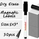 X-bet MAGNET Dry Erase Magnetic Labels 30 pcs 1x3 - Reusable Sticky Notes - Magnetic Notepads for Refrigerator - Dry Erase Magnetic Sheets - Blank Magnet Stickers - Used for Whiteboard, Classroom