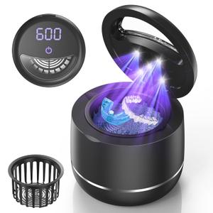 Miorcols Ultrasonic Retainer Cleaner, 48kHz Denture Cleaner Machine with Dual Mode Digital Timer for Braces, Night Guard, Mouthguard, Toothbrush, Jewelry, 7.8OZ Dental Cleaning Pod
