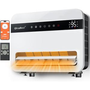 Givebest-Wall-Heater-for-Indoor-Use, 1500W Electric-Space-Heater, 120Vertical Oscillation, Compatible with Alexa, Adjustable Thermostat, Remote Control, 24H Timer, Easy-mounted Heater for Indoor Use (White)