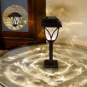 Solar Table Lanterns Outdoor Indoor 2PK, Hanging Solar Lantern with Non-Slip Bottom Design Outside, Waterproof Decorative LED Lamp with Metal Base for Yard, Garden, Trees (Brown)