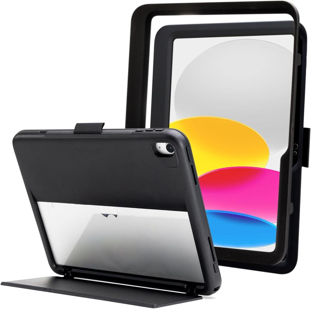ZAGG Denali iPad 10.9-Inch Case - Ultra-Durable, Eco-Friendly, Drop-Resistant with Snap-On Screen Protector & Infinity Angle Stand, Compatible with 10th Gen, Black