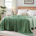 Globon Cooling Comforter Queen Size, Lightweight Summer Comforter for Hot Sleepers,Ultra Soft Bamboo Viscose Fabric, Breathable & Moisture Wicking, Soy Fiber Blend Fill, Sage Green, Queen 90x90 in