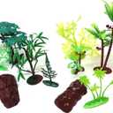 10 Pieces Model Rock Jungle Wide Trees Figurines with Base