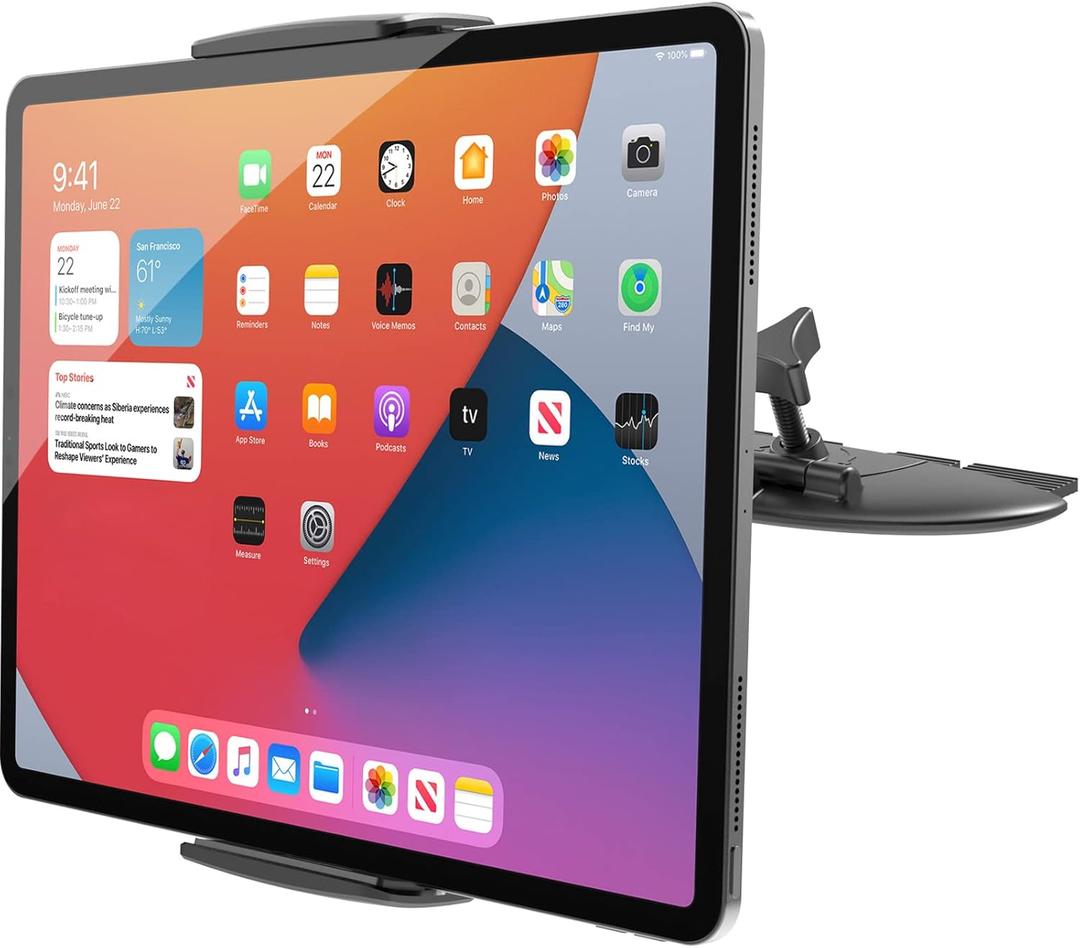 APPS2Car for Sturdy iPad Holder for Car CD Slot Tablet Mount, 2-in-1 Universal 4.7-11" Holder for iPad Pro 11 Air Mini, iPhone, Galaxy Z Fold, Adjustable 360 Rotation, Road Trip Essentials