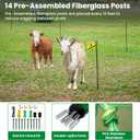 Electric Fence Netting, 49.6" H x 164'L Portable Livestock Nets for Cattle, Sheep, Goat, Hogs, Larger Animals, Electric Fencing with 14 Pre-Assembled Double-Spiked Posts for Backyards, Ranches, Farms