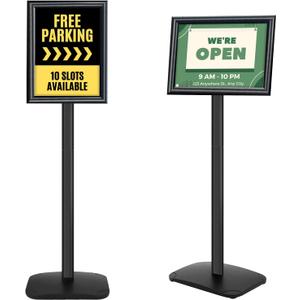 Heavy Duty Pedestal Sign Holder for Display, 8.5 x 11 inches Adjustable Floor Standing Sign Holder with Weighted Base , Vertical and Horizontal View Sign Stand for Indoor/Outdoor AdvertisingBlack