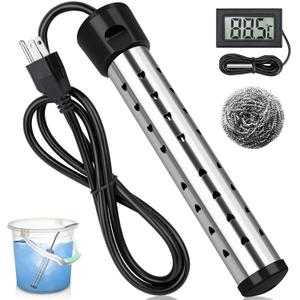 2000W Immersion Water Heater, Portable Water Heater Electric with 304 Stainless Steel Anti-scalding, Bucket Heater with LCD Thermometer, Submersible Water Heater for Bathtub Swimming Pools