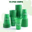 JOYIN 72 Pcs St.Patricks Day 16 oz Cups, Green Disposable Plastic Lucky Clover Cups for Saint Patrick Party Supplies Set, Irish Lucky Day Party Decoration