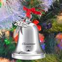 Christmas Bell Ornament Iron Plated Bell Ornament with Red Ribbon Perfect Annual Christmas Tree Decoration 2025 (Silver