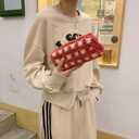 2 x Pencil Case Pen Case Office College School Storage Bag Pouch Holder Box Organizer Makeup Pouch Cosmetic Bag Aesthetic Cute Pencil Case for Girls Boys Kids (Red)