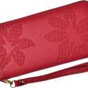 Womens Wallet RFID Wristlet Wallet for Women Zip Around Credit Card Holder Floral Leather Ladies Clutch Long Purse
