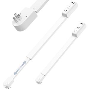 Extendable Electrical Outlet Extender Stick, 2 AC Outlets with USB-A & USB-C Ports, 22"-34" Adjustable Length, 180° Rotatable Wall Power Socket Expander for Nightstand, Sofa, Desk Hard-to-Reach Plugs