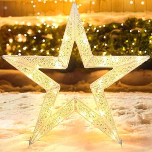 Brightown Outdoor Christmas Decorations - Star Lights Xmas Decor - Large 28in 3D Star LED Twinkle Lights for Outside Indoor Holiday Xmas New Year Winter Wall Hanging Decor