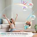 Coavas Window Privacy Film Frosted Glass Static Clings, Decorative Bathroom Door Privacy Film Day and Night, Heat UV Blocking Anti-Glare Frosting Stickers Renter Non-Adhesive, 17.5 x 78.7 Inch, Pure