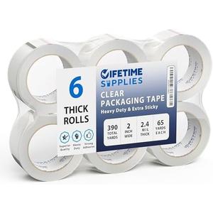 Lifetime Supplies 24 Rolls | 70mil Clear | 65 Yards Each (390 Yards Total) |  Premium Packing Tape Heavy Duty Packaging Tape for Shipping Moving Stronger Thicker
