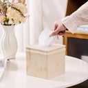 Yellow Marble Tissue Box Cover Retro Square for Bathroom Conutertop,Tissue Box Holder for Bedroom Night Stand,Tabletop,Vanity Desk,Office, Decorative Facil Cube Tissue Box Cover