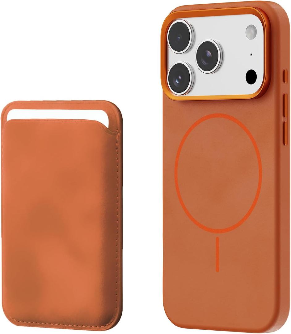 Magnetic for iPhone 17ProMax Case with Card Holder [Compatible with MagSafe] [Military-Grade Drop Protection] [Slim Suede Leather case] Anti-Scratch Microfiber Lining Case 6.9"