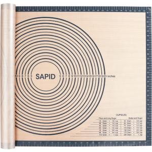 Sapid Extra Thick Silicone Pastry Mat Non-slip with Measurements for Non-stick Silicone Baking Mat Extra Large, Dough Rolling, Pie Crust, Kneading Mats, Countertop, Placement Mats (24" x 36", Gray)