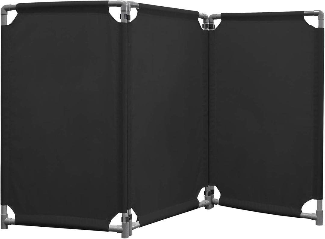 3 Panels Safety Barricade 5.8FT Foldable Security Sign Barrier Gate with Heavy Duty PVC Frame High Visibility Caution Symbol Crowd Control Restricted Area Pedestrian Barricade Traffic Fence Black