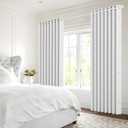 Full Blackout Memory Trained Pleated Curtains with Magnetic Closure, Room Darkening Window Treatment Panel for Bedroom,Floor to Ceiling Patio Door, 1 Panel, W45 x L96, Greyish White