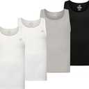 New Balance Men's Cotton Performance Rib Tank Top (Pack of 4) (Large, White/Light Heather Grey/Black/White)