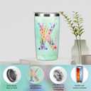 Personalized Gifts Monogrammed Birthday Gifts for Women, Soul Sister Bachelorette Party Wedding Christmas Initial 20 oz Tumbler, Makeup Bag Cup Pens Journal Notebook 6 Set, (Aesthetic Green Flower K)