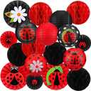 2 x Retisee 18 Pcs Ladybug Party Decorations Kit Red Black Polka Dot Lanterns