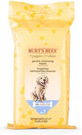Burt's Bees for Pets Gentle Cleansing Puppy Wipes with Buttermilk, 98% Natural Origin Formulas, Hypoallergenic Dog Wipes Cleaning, Dog Cleaning Wipes, Dog Wipes for Paws and Butt, 50ct, Pack of 2  Burt's Bees for Pets Gentle Cleansing Puppy Wipes with Buttermilk, 98% Natural Origin Formulas, Hypoallergenic Dog Wipes Cleaning, Dog Cleaning Wipes, Dog Wipes for Paws and Butt, 50ct, Pack of 2