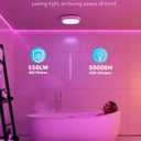 Rechargeable Shower Lights for Inside Shower, 12000mAh Motion Sensor Wireless RGB Ceiling Light with Remote No Wiring, Battery Operated Closet Lights Cordless LED Overhead Lighting for Bathroom