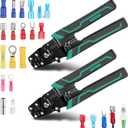 2 Pack Wire Crimper, Wire Crimping Tool,Stripper and Cutter for insulated/Bare/Heat Shrink connectors(22-10 AWG) Multifunctional Stripping Crimping Tool(2)