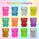 Jofan 8 Pack Squishy Stress Bear Glitter Squeeze Toy Stress Balls Sensory Fidget Toys for Adults Kids Stress Relief Party Favors Birthday Gifts