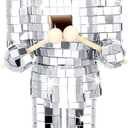 Hungdao Disco Christmas Decoration Mirror Nutcracker Ornament 10 Inch Silver Retro Nutcracker Soldier Christmas Decoration Wooden Decor for Table Decor Holidays Dinner Party Supplies Figure Puppet