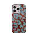 Reoomukk Blue Brown Cheetah Leopard Print Phone Case for iPhone 15 Pro Max 6.7in,Trendy Coquette Aesthetic Tortoise Shell Cool Girl Glitter Slim Protective Cover for iPhone 15promax 6.7"