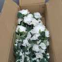 Rowfad 60 Pcs Artificial Roses Bulk Velvet Silk White Roses White Roses for Wedding Centerpieces Bridal Bouquet Mohter's Day Valentine's Day Home Decor (60, White)