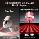 Red Light Therapy for Face and Neck, Red Light Therapy Mask Portable Led Face Mask Cordless, Eye-Protection for True Anti-Wrinkles Skincare at Home