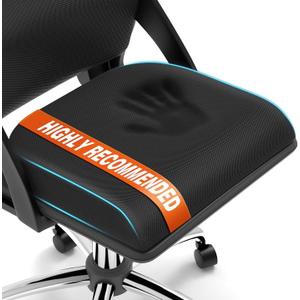 Large Seat Cushion, Memory Foam Cushion for Long Sitting Hours on Office Chair, Car Seat, Non-Slip Chair Pad for Sciatica, Coccyx, Tailbone Pain Relief & Post-Surgery Recovery (Black)