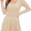 Wenrine Womens Long Sleeve Sweater Dress Knit Crochet Casual A Line Flowy Skater Mini Dresses, X-Large