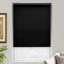 AOSKY Cordless Roller Shades Blackout Blinds for Windows Room Darkening Rolled Up Shades with Spring System, UV Protection Window Shades Door Blinds for Home and Office (27" W x 72" H, Black)