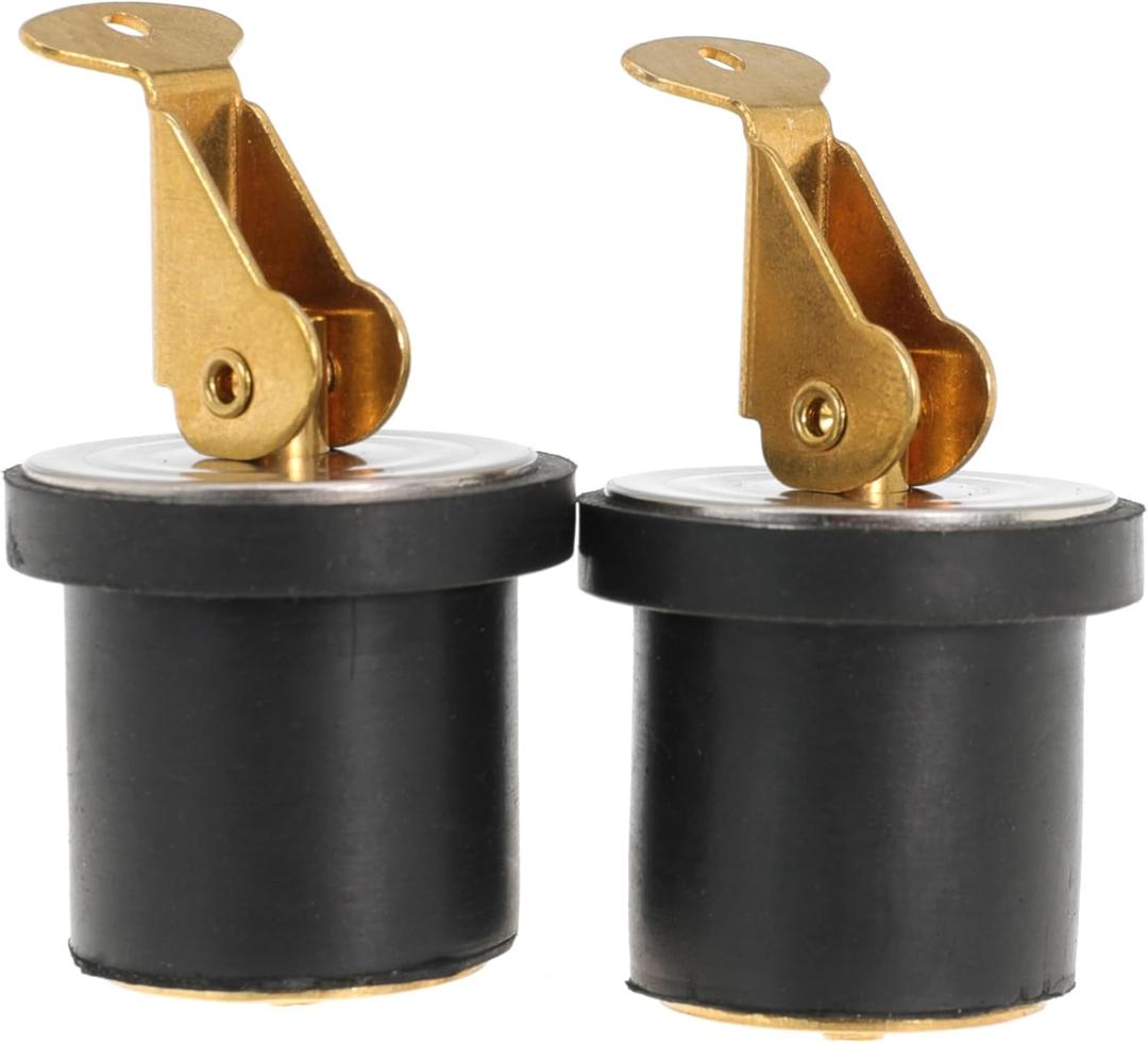 Boat Plug 7/8 Inch Brass Boat Drain Plug Snap Handle Plug Deck Plug for Boat Marine (7/8inch-2)