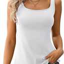 V FOR CITY Tank Top for Women with Built-in Padded Bra Adjustable Wide Strap Camisole Cotton Cami Shirts, Size XL