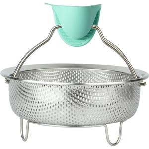 Stainless Steel Steamer Basket - Vegetable & Dumpling Steamer Insert for Pots, Instant Pot Accessories with Handles & Feet, Multi-Purpose Mesh Strainer for Cooking, Fruits (Silvery, Large)