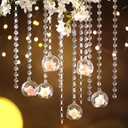 12 Sets Hanging Candle Holder Wedding Glass Globe with Acrylic Gems Bead Garland Hanging Tea Light Candle Holder Orbs Container for Flower Plant Micro Landscape DIY Party Tree Decor 2.36 Inch