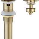 BWE Brushed Gold Bathroom Vessel Sink Drain Stopper with Overflow One Piece Pop Up Drain Assembly with Strainer for Bathroom Faucet Sink