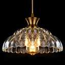 Glass Pendant Lights Kitchen Island, 11.8" Vintage Lighting Glass Light Fixtures Brushed Gold Modern Glass Chandelier Hanging Ceiling for Dining Living Room Restaurant Bedroom Foyer Entryway (12in/1PC)