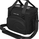 SUNNY BIRD 12L Large Insulated Lunch Bag, Leakproof and Foldable Lunch Cooler Box for Women Adult and Men, Fits 18 Cans (Black 01)