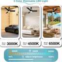 36 inch Plug-In Outdoor Ceiling Fan with Lights and Remote,LED Gazebo Hanging Fan with Hook,Dimmable Gazebo Fan,3000-6500k,Portable Fan for Gazebo,Balcony,Patios,Garage,Bedroom.