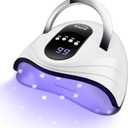 UV Gel Nail Lamp 120W LED Nail Light Fast Dryer for Gel Polish Curing with 4 Timers Portable Handle Large Space Automatic Sensor (White)